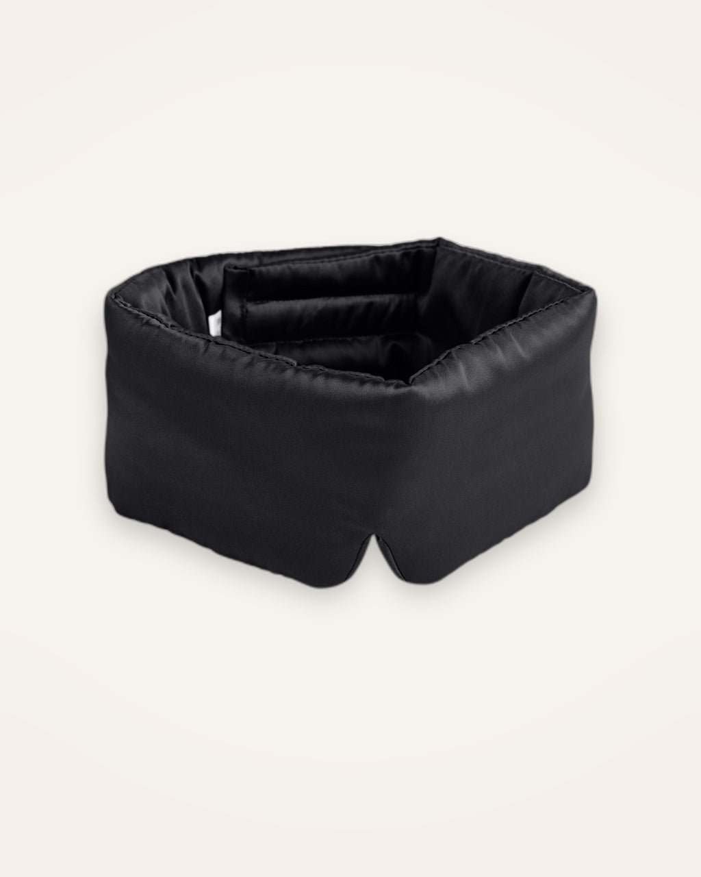 Arvell Mulberry Silk Sleep Mask in Black, angled view
